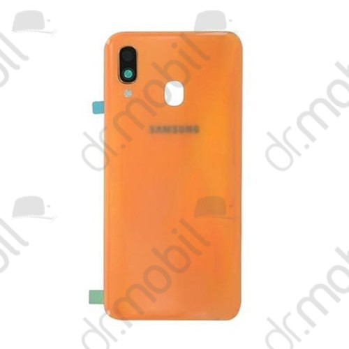 Akkufedél Samsung Galaxy A40 (SM-A405F) hátlap narancs - kamera plexivel